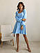 Молодіжне стильне плаття коротке, з вільними рукавами, блакитне, фото 4
