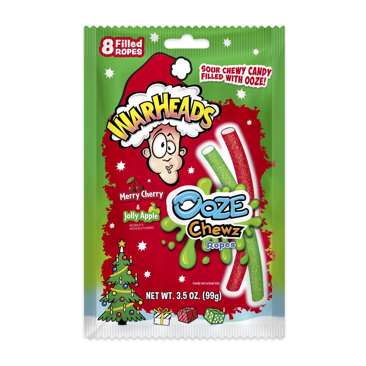 Жувальні конфети WARHEADS Ooze Chewz Christmas Ropes, 100г, фото 1