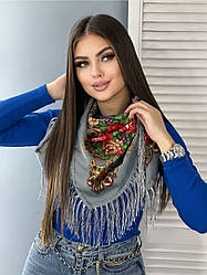 Українська Хустка Косинка 90х90 см Сіра