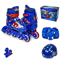 Детский комплект Роликов с защитой и шлемом Marvel Iron Man 35-38 (синий)
