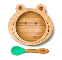 Детская посуда для первого прикорма: глубокая тарелка с ложкой на присоске для супа и каши - ТМ Бабака