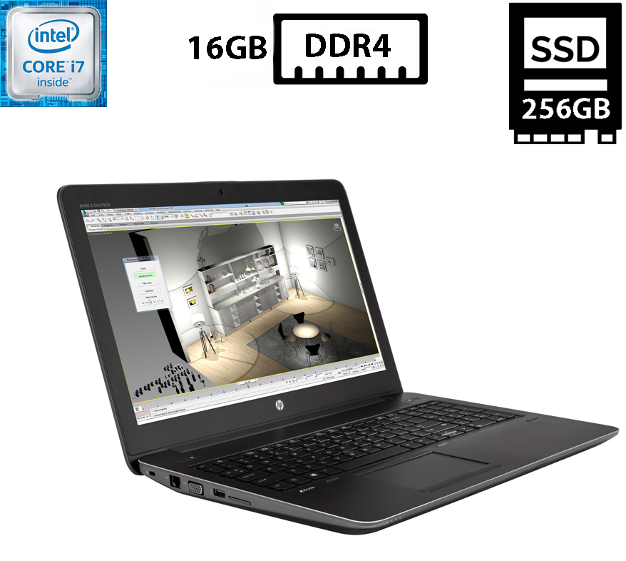 Ноутбук HP ZBook 15 G3/15,6"TN 1920x1080/Core i7-6700HQ 2.60GHz/16GB DDR4/SSD 256GB/Intel HD Graphics Камера Б/В