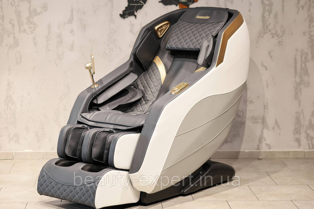 Розкладне масажне крісло ЯПОНСЬКОГО бренду Manzoku Simbol White масажні крісла: 6 масажні техніки
