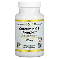 California Gold Nutrition, Curcumin C3 Complex з екстрактом BioPerine, 500 мг, 120 рослинних капсул