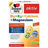 Вітаміни Doppelherz D3 + K2 + Calcium + Magnesium Доппельгерц Д3 + К2 + Кальцій + Магній формула для кісток та зубів