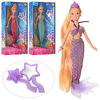 Кукла-русалка для девочки Defa Lucy 8236, длинные волосы, расческа, зеркало, 3 цвета, 22 см