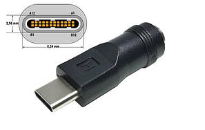 Перехідник до блоку живлення Type-C USB з 5.5x2.1(2.5)mm (Female) (A class) 1 день гар.