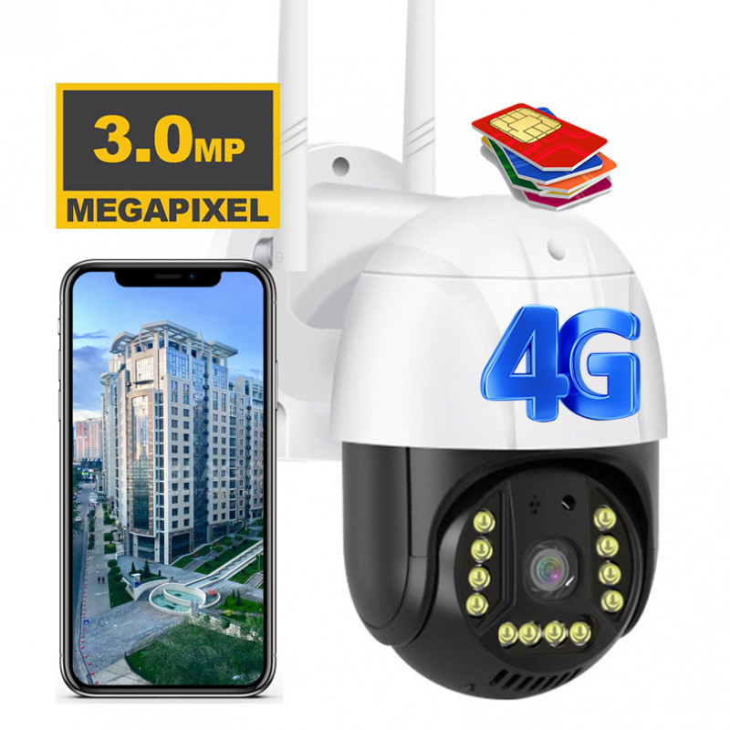 Вулична Wifi IP-камера під сімма карту 4G V380pro 3MP, Поворотна камера відеоспостереження на вулицю
