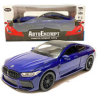 Игрушечная машинка металлическая BMW M8 Competition Coupe, БМВ, синяя, звук, свет, инерция, откр двери,