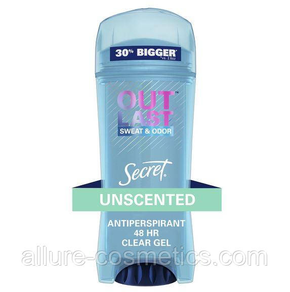 Гелевий дезодорант без запаху Secret Outlast Clear Gel Antiperspirant Deodorant Unscented 96 гр на 30% Більше