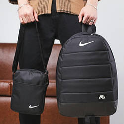 Чоловічий спортивний рюкзак Nike Air чорний, чоловіча сумка месенджер Найк у подарунок