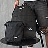 Чоловічий спортивний рюкзак Nike Air чорний, чоловіча сумка месенджер Найк у подарунок, фото 2