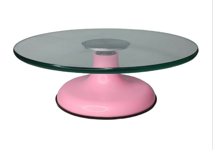 Стійка для торта обертова скляна РОЗОВИЙ НЕОН (d 30 см, h 10 см)