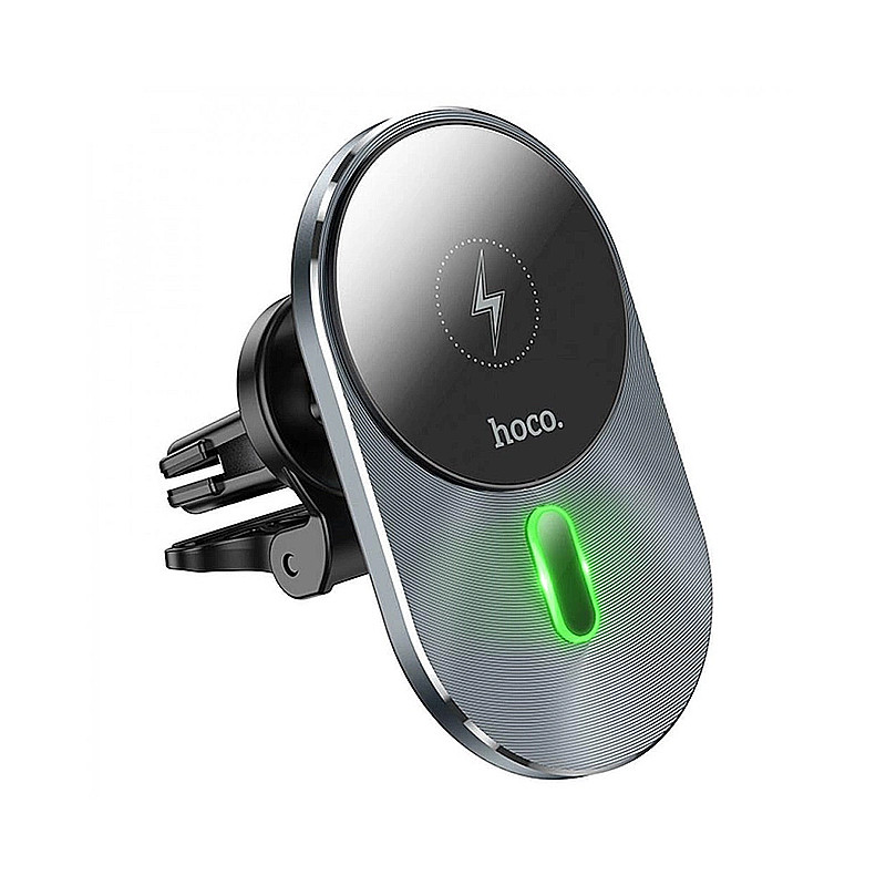 Бездротовий зарядний пристрій-автотримач Hoco CA91 Magic magnetic 5W-15W, Grey (753465)