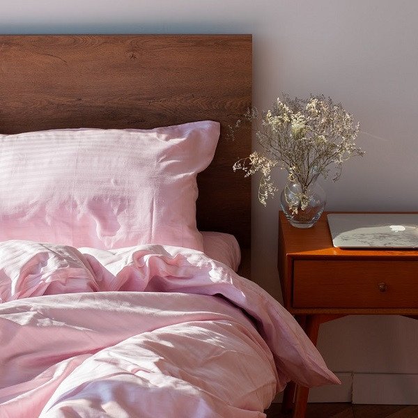 Комплект постільної білизни 2-спальний, 50х70 страйп-сатин (Світло-рожевий) ТМ СОЛОМ