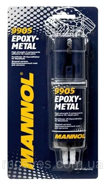 Двокомпонентний епоксидний клей із дозатором Mannol 9905 Epoxi-Metal 30 г, фото 1