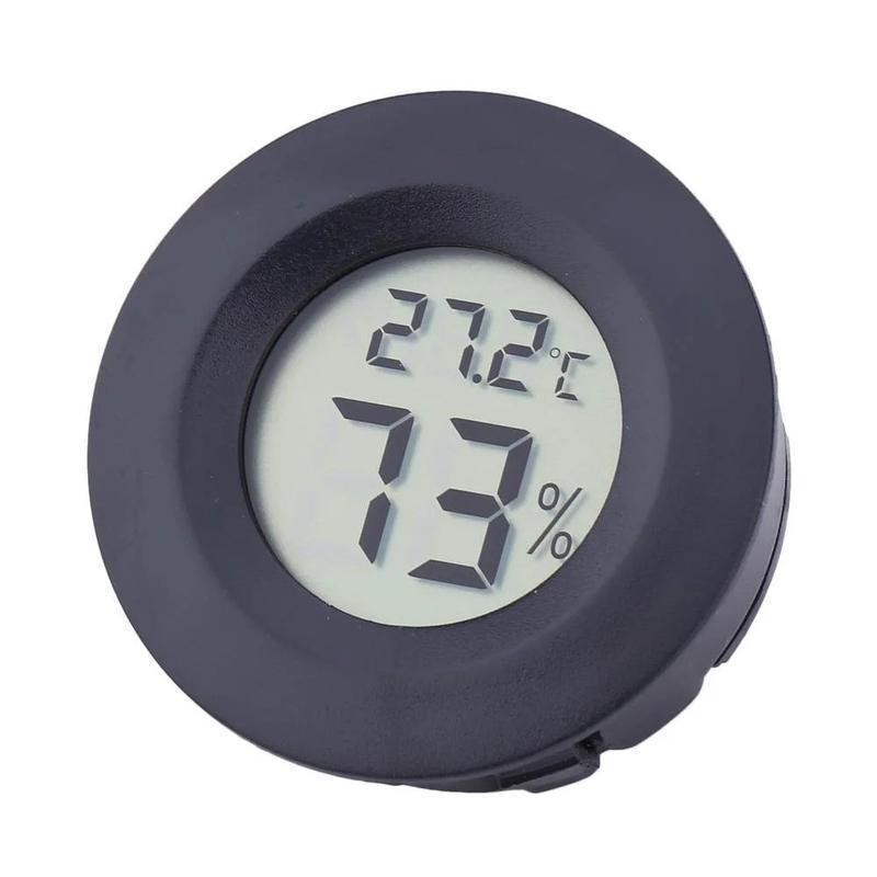 Цифровой термометр-гигрометр, круглый, черный (с батарейкой) - фото 1 - id-p1982849091
