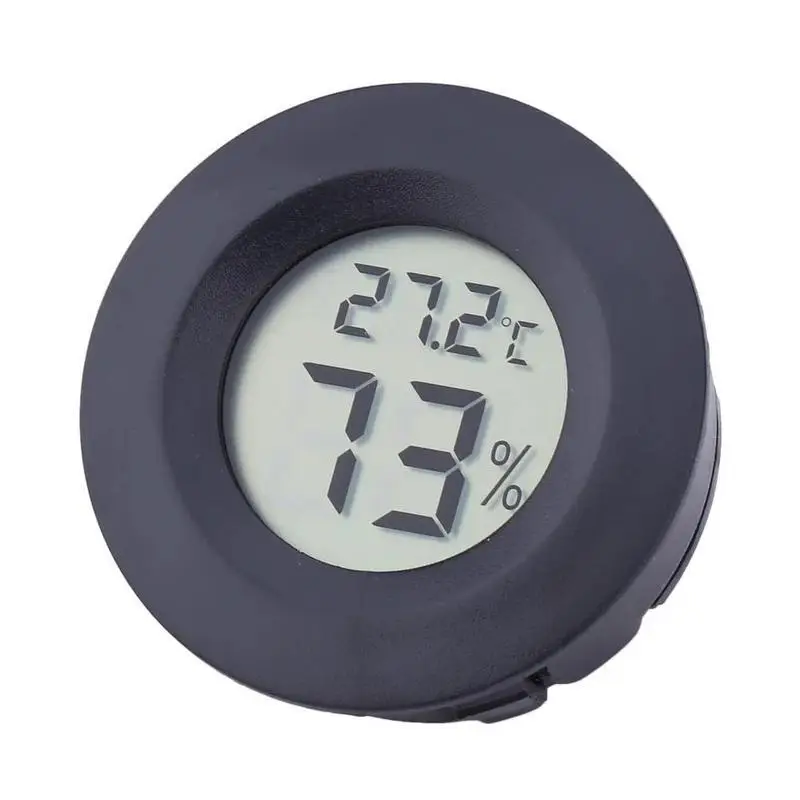 Цифровой термометр-гигрометр, круглый, черный (с батарейкой) - фото 2 - id-p1982849091