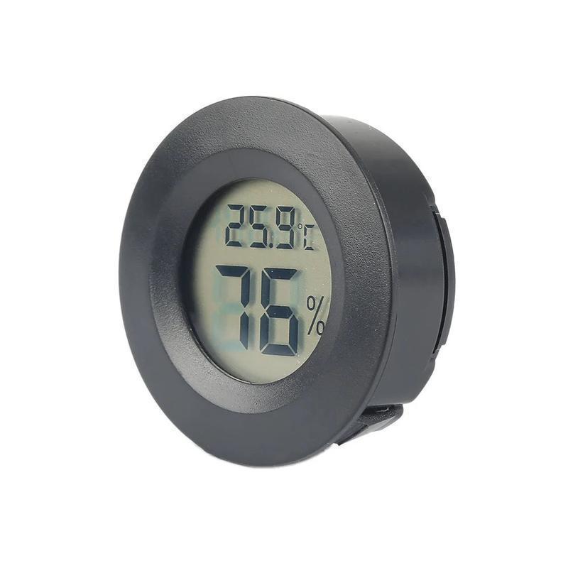Цифровой термометр-гигрометр, круглый, черный (с батарейкой) - фото 3 - id-p1982849091