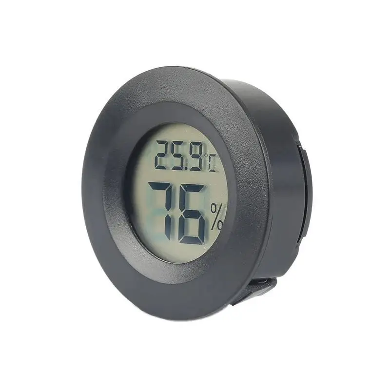Цифровой термометр-гигрометр, круглый, черный (с батарейкой) - фото 4 - id-p1982849091