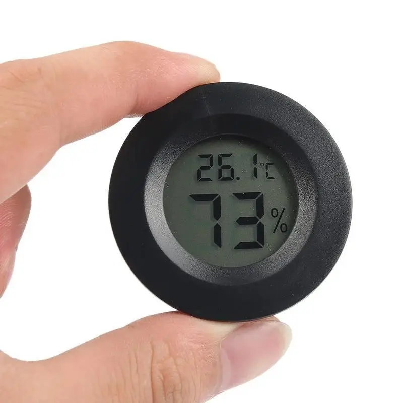 Цифровой термометр-гигрометр, круглый, черный (с батарейкой) - фото 6 - id-p1982849091