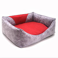 Лежак для котів і собак Zoo-hunt Фокс прямокутний сірий + червоний No2 40х50х22 см