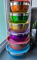 Набор салатниц Salad Bowl разного размера с крышками в комплекте, удобен в использовании на кухне