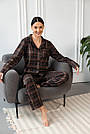 Жіноча піжама сорочка+штани КОРИЧНЕВА КЛІТИНКА котон BRAND 202013, фото 7