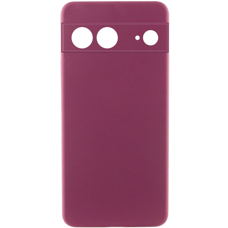 Чохол Silicone Cover Lakshmi Full Camera (AAA) для Google Pixel 8 | Мікрофібра Бордовий / Plum, фото 1