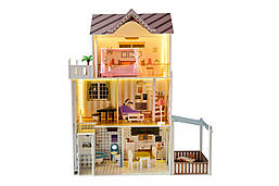 Ляльковий будиночок ігровий для Барбі FunFit Kids 3045 + таця + 2 ляльки LED підсвітка, фото 2