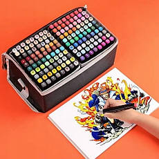 Набір кольорових маркерів двобічних у сумці, 168 ШТ. фломастері, фото 2