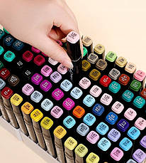 Набір кольорових маркерів двобічних у сумці, 168 ШТ. фломастері, фото 3