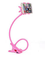 Гибкий держатель для телефона с прищепкой, крепление для смартфона на гибкой ножке Розовый