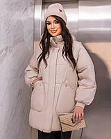 Женская зимняя куртка с капюшоном Наполнитель-биопух Размер 46-48, 48-50, 50-52, 52-54