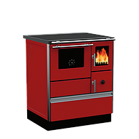 Стальная печь-кухня на дровах с варочной поверхностью Alfa-Plam ALFA 70 DOMINANT красная (левая) - 6,5 кВт