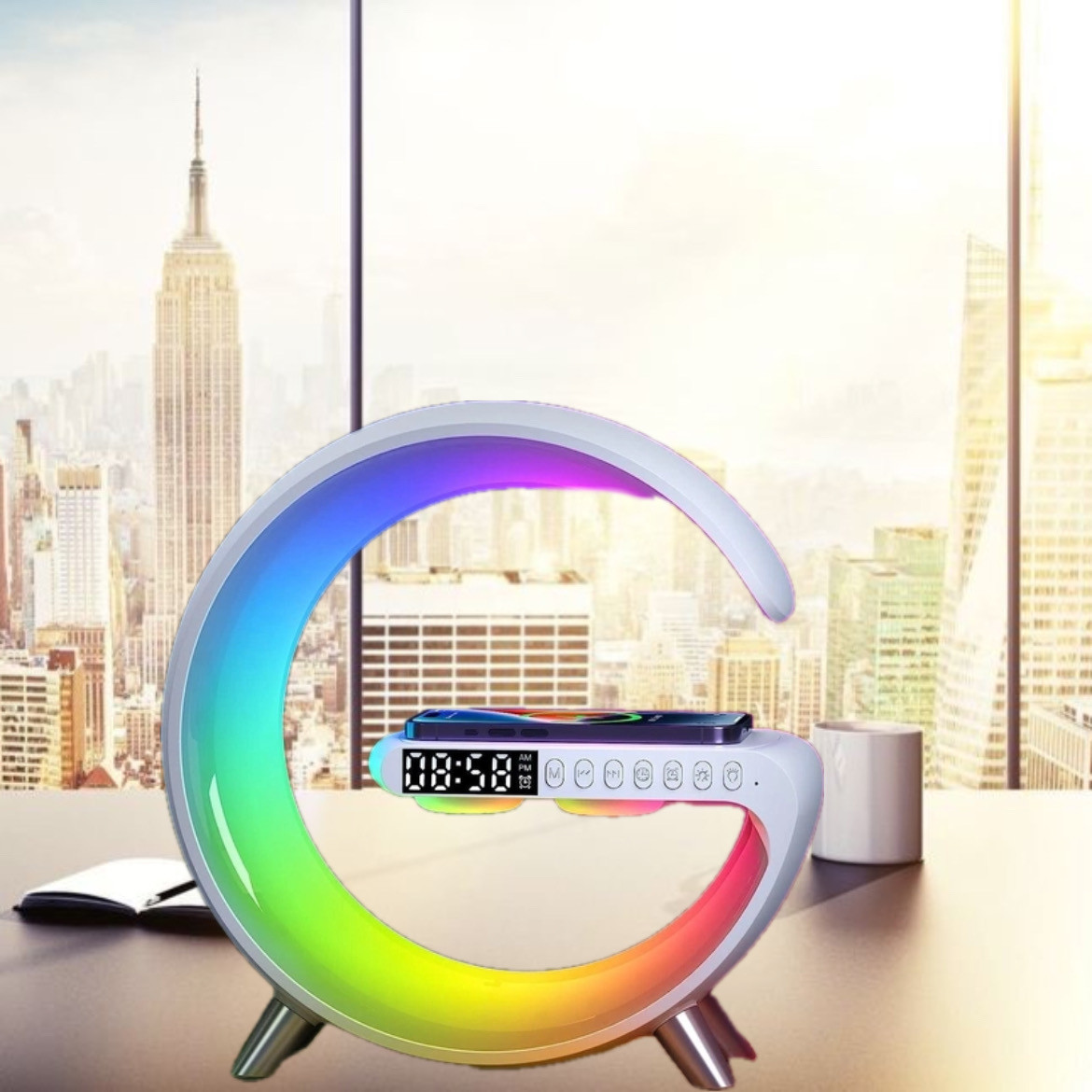 Смарт-лампа-нічник LumaLamp RGB з бездротовою зарядкою G-Smart Light Sound Machine з Bluetooth колонкою