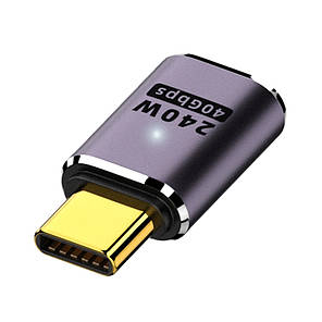 Перехідник адаптер OTG USB Type-C M/F LED (USB 4.0, 40Gbps, 240W, 8K) Metal Type-1, фото 3