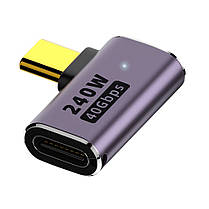 Переходник адаптер OTG USB Type-C F/F LED (USB 4.0, 40Gbps, 240W, 8K) Metal Type-2, фото 4