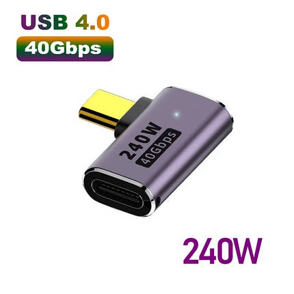 Переходник адаптер OTG USB Type-C F/F LED (USB 4.0, 40Gbps, 240W, 8K) Metal Type-2, фото 1
