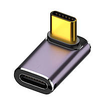 Перехідник адаптер кутовий USB Type-C M/F LED (USB 4.0, 40Gbps, 240W, 8K) Metal Type-5, фото 4