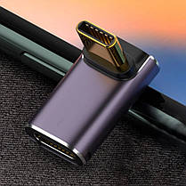 Перехідник адаптер кутовий USB Type-C M/F LED (USB 4.0, 40Gbps, 240W, 8K) Metal Type-5, фото 5