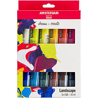 Набір акрилових фарб Amsterdam Landscape 12 кольорів у тубах по 20 мл Royal Talens, 17820602