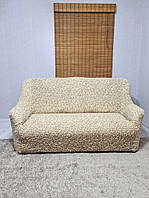 Чехол цветной на двухместный диван с подлокотниками без оборки универсальный натяжной жатка-креш Venera Турция
