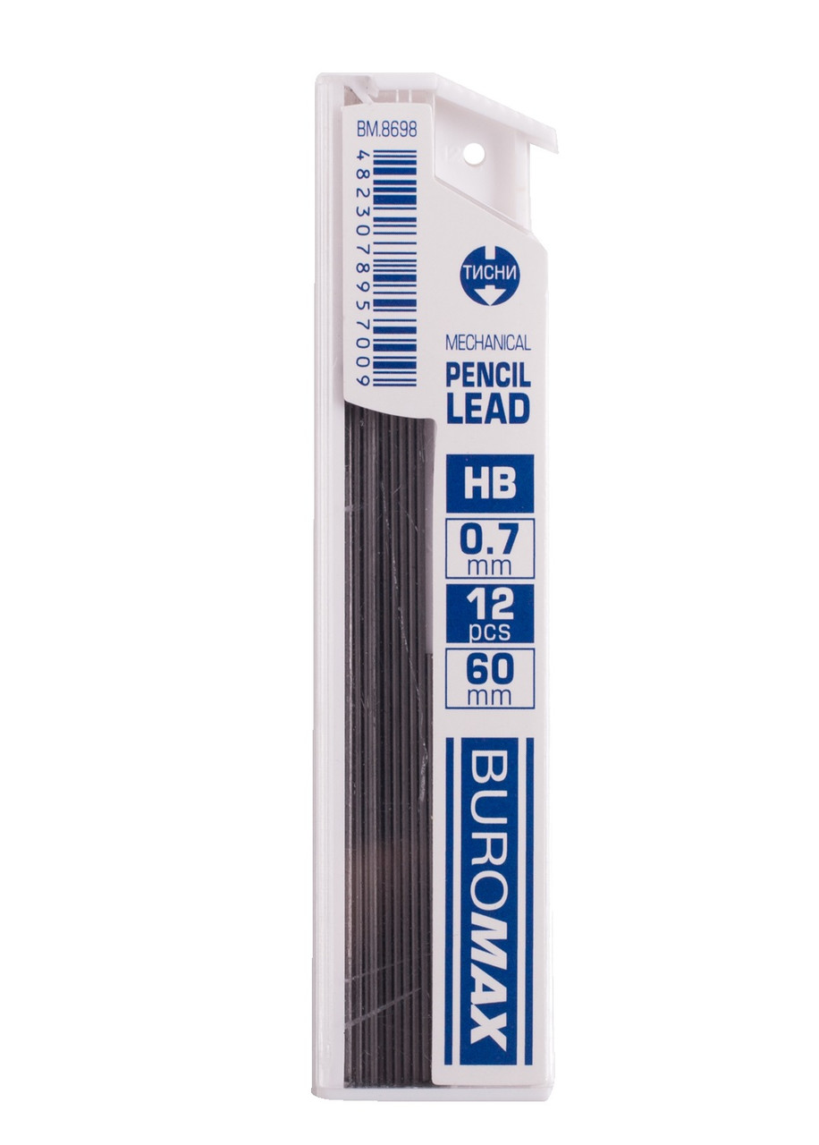 Графітний стрижень HB для механічного олівця 0,7 мм 12 штук Buromax BM.8698, 957009