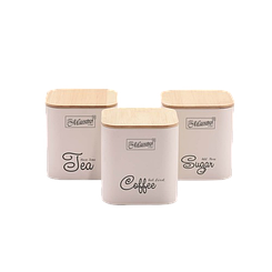 Набір банок для зберігання сипучих продуктів 3 предмети Maestro MR-1775-3S-IVORY