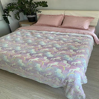 Плед-покривало з мікрофібри День- Ніч зі світлонакопичувачем "Єдиноріжки"