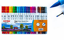 Фломастери двосторонні пензлик ліньк-лінер 24 кольори Joyko CLP-07 8048817