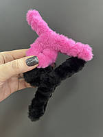 Шпилька-крабик для волосся хутряна, чорна