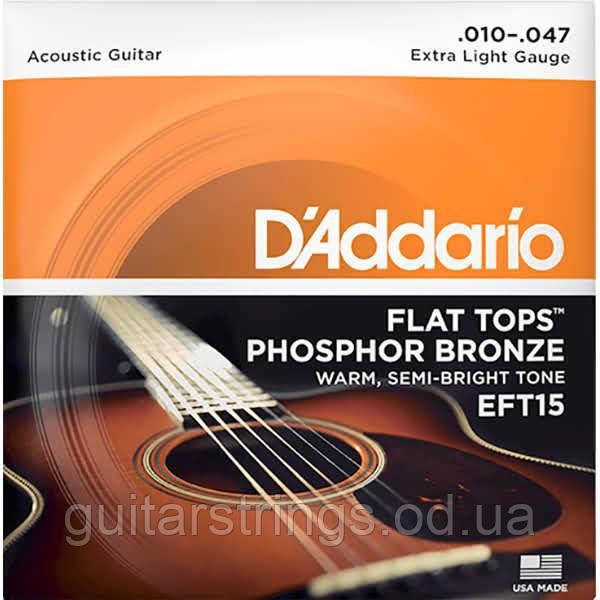 Струны D'Addario EFT15 Flat Tops Phosphor Bronze Extra Light 10-47