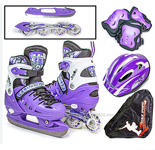 Багатофункціональний комплект ролики-ковзани 2в1 Scale Sports 449718647 із захистом та шоломом розмір 29-33, фото 1